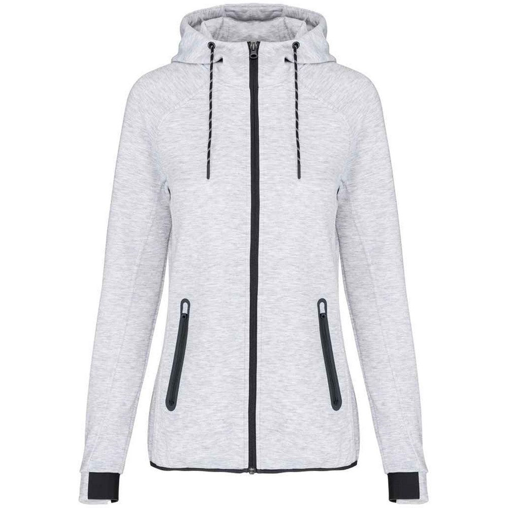 Ash Heather - Front - Proact Womens-Ladies Performance Hooded Jacket