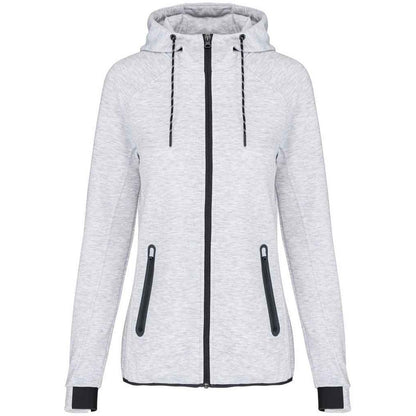 Ash Heather - Front - Proact Womens-Ladies Performance Hooded Jacket