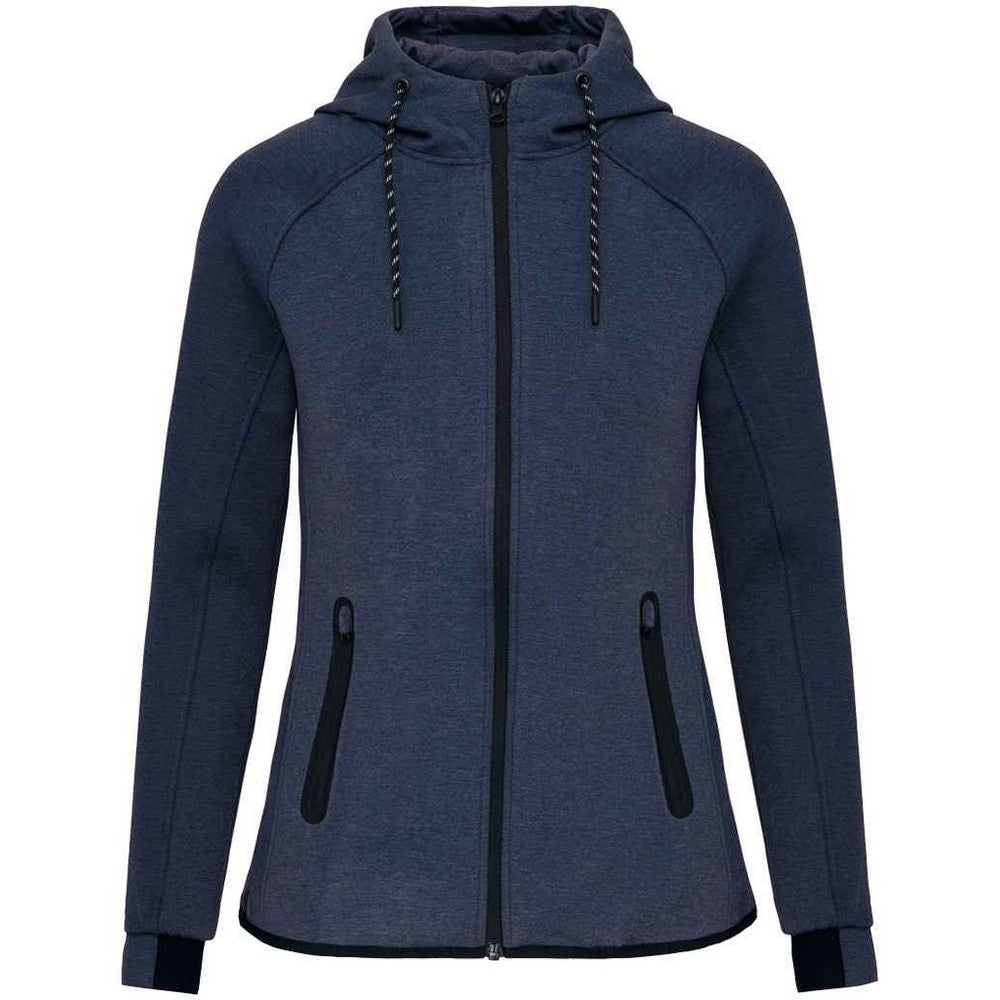 French Navy Heather - Front - Proact Womens-Ladies Performance Hooded Jacket