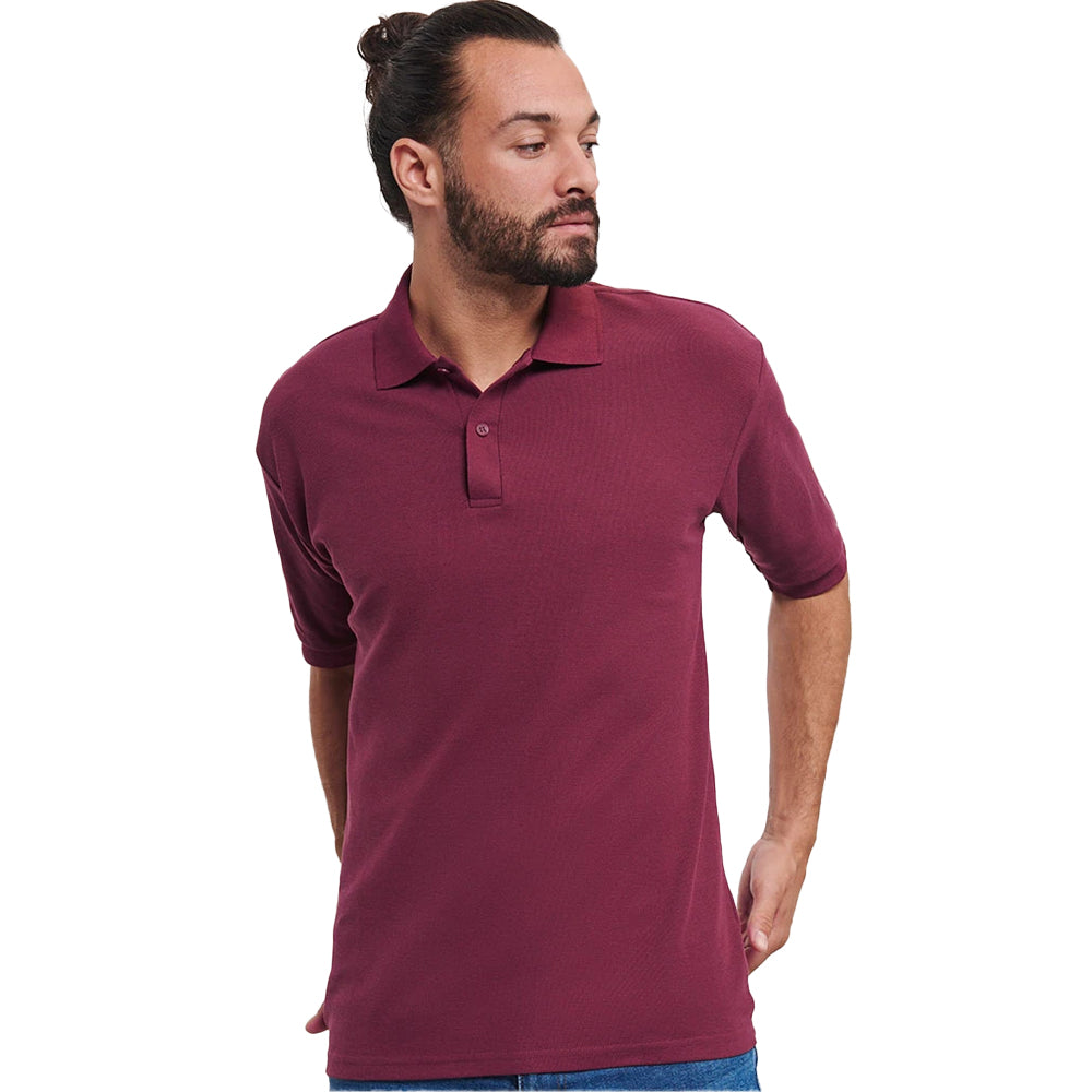Burgundy - Lifestyle - Russell Mens Polycotton Pique Polo Shirt