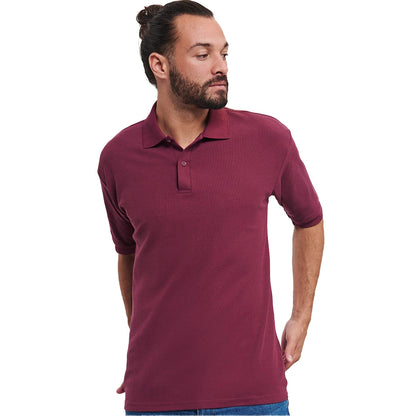 Burgundy - Lifestyle - Russell Mens Polycotton Pique Polo Shirt