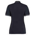 Navy-White - Back - Kustom Kit Womens-Ladies St Mellion Cotton Pique Tipped Polo Shirt