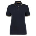 Navy-Yellow - Front - Kustom Kit Womens-Ladies St Mellion Cotton Pique Tipped Polo Shirt