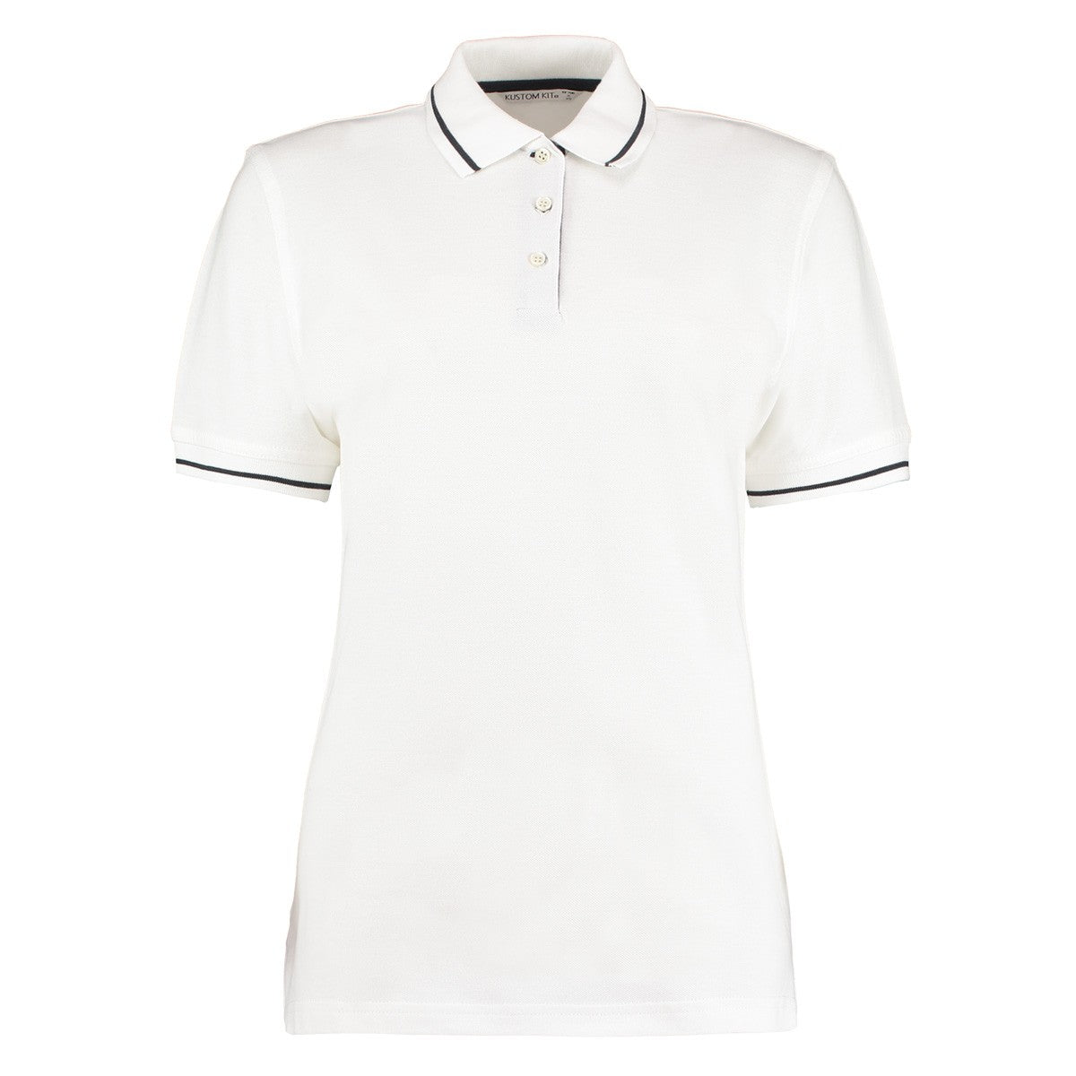White-Navy - Front - Kustom Kit Womens-Ladies St Mellion Cotton Pique Tipped Polo Shirt
