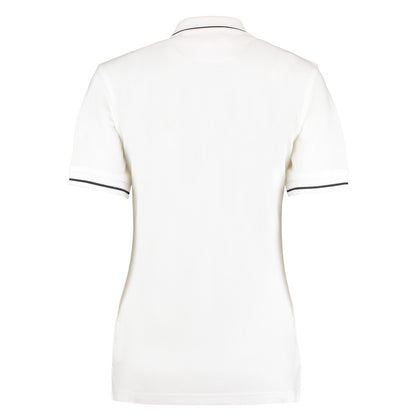 White-Navy - Back - Kustom Kit Womens-Ladies St Mellion Cotton Pique Tipped Polo Shirt