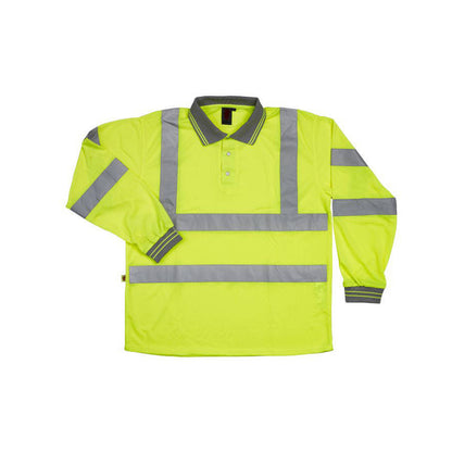 Yellow - Front - Warrior Unisex Adult Hi-Vis Long-Sleeved Polo Shirt