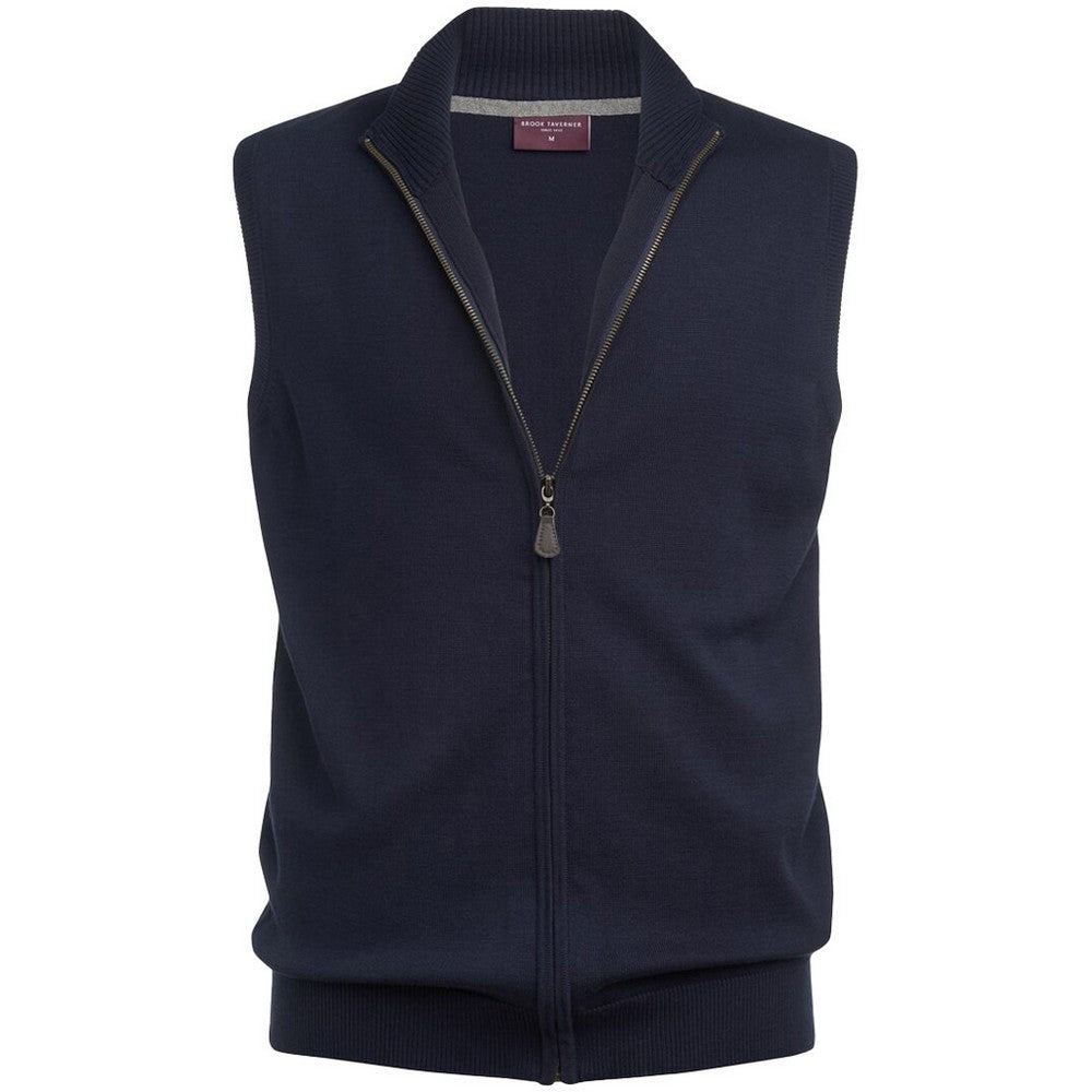 Navy - Front - Brook Taverner Unisex Adult Lincoln Cotton Blend Knitted Gilet