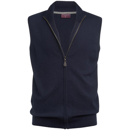 Navy - Front - Brook Taverner Unisex Adult Lincoln Cotton Blend Knitted Gilet