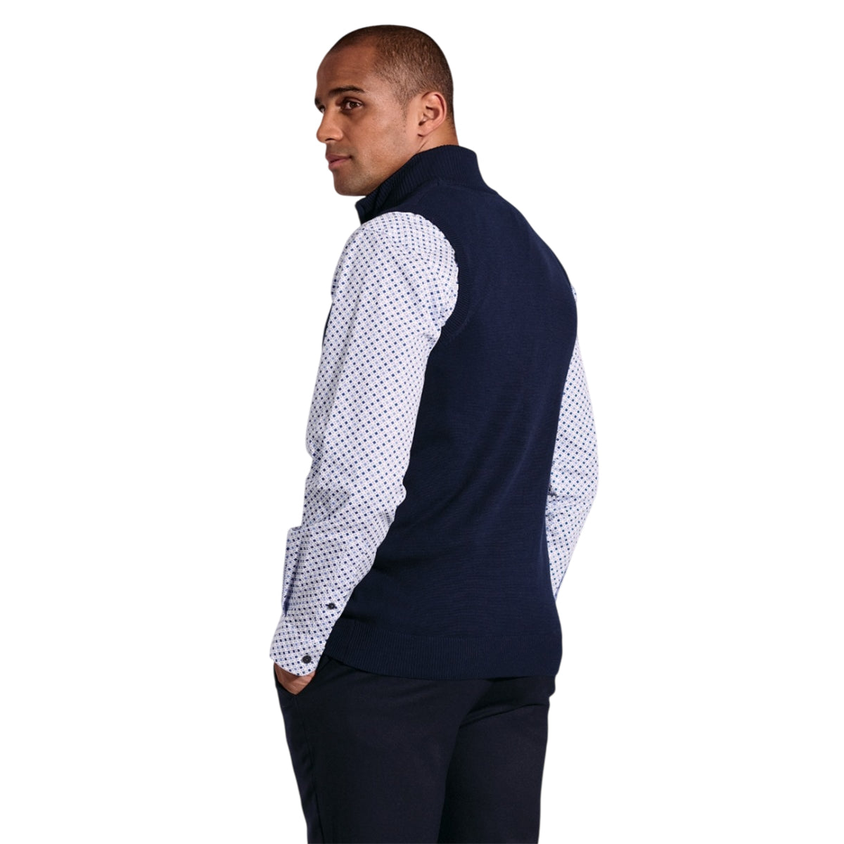 Navy - Back - Brook Taverner Unisex Adult Lincoln Cotton Blend Knitted Gilet