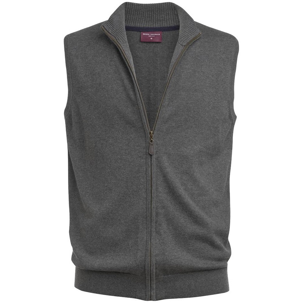 Charcoal - Front - Brook Taverner Unisex Adult Lincoln Cotton Blend Knitted Gilet