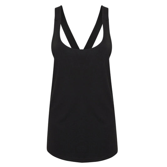Black - Front - Skinni Fit Womens-Ladies Tank Top