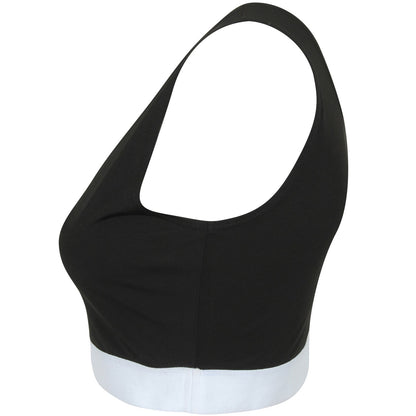 Black-White - Side - Skinni Fit Womens-Ladies Fashion Jacquard Crop Top