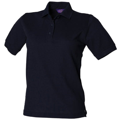 Navy - Front - Henbury Womens-Ladies Pique Polo Shirt