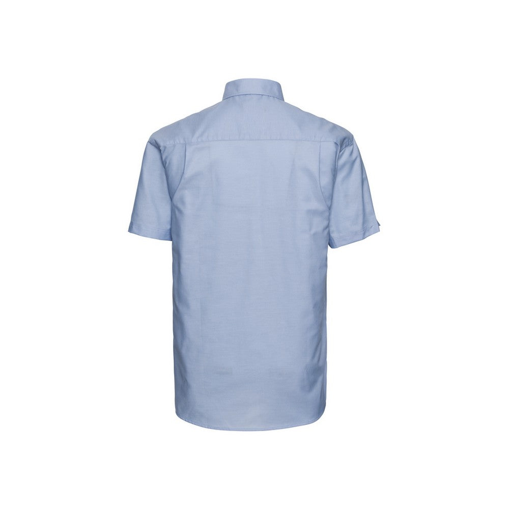 Oxford Blue - Back - Russell Collection Mens Oxford Easy-Care Short-Sleeved Shirt
