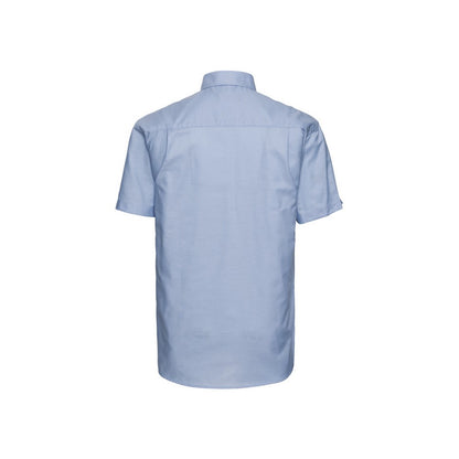 Oxford Blue - Back - Russell Collection Mens Oxford Easy-Care Short-Sleeved Shirt