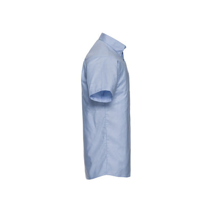 Oxford Blue - Side - Russell Collection Mens Oxford Easy-Care Short-Sleeved Shirt