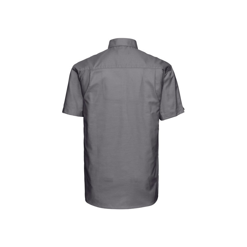 Silver - Back - Russell Collection Mens Oxford Easy-Care Short-Sleeved Shirt