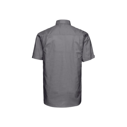 Silver - Back - Russell Collection Mens Oxford Easy-Care Short-Sleeved Shirt
