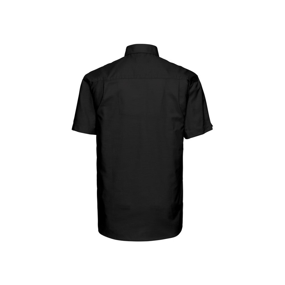 Black - Back - Russell Collection Mens Oxford Easy-Care Short-Sleeved Shirt
