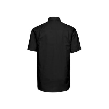 Black - Back - Russell Collection Mens Oxford Easy-Care Short-Sleeved Shirt