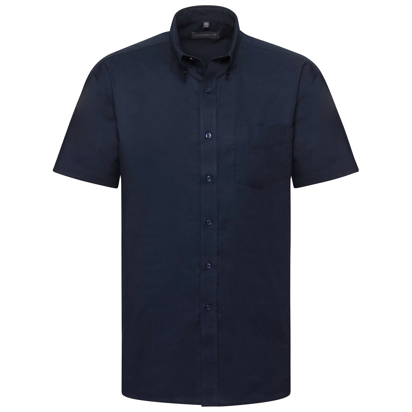 Bright Navy - Front - Russell Collection Mens Oxford Easy-Care Short-Sleeved Shirt