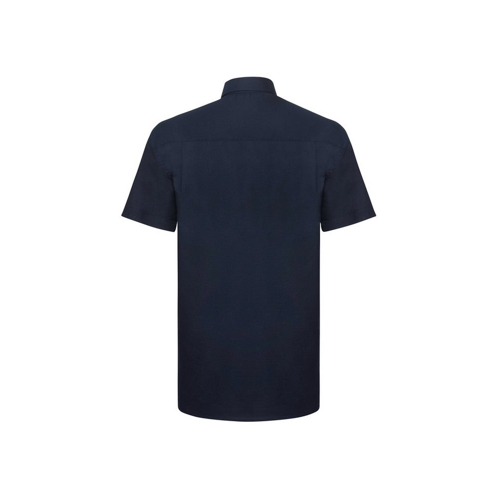 Bright Navy - Back - Russell Collection Mens Oxford Easy-Care Short-Sleeved Shirt