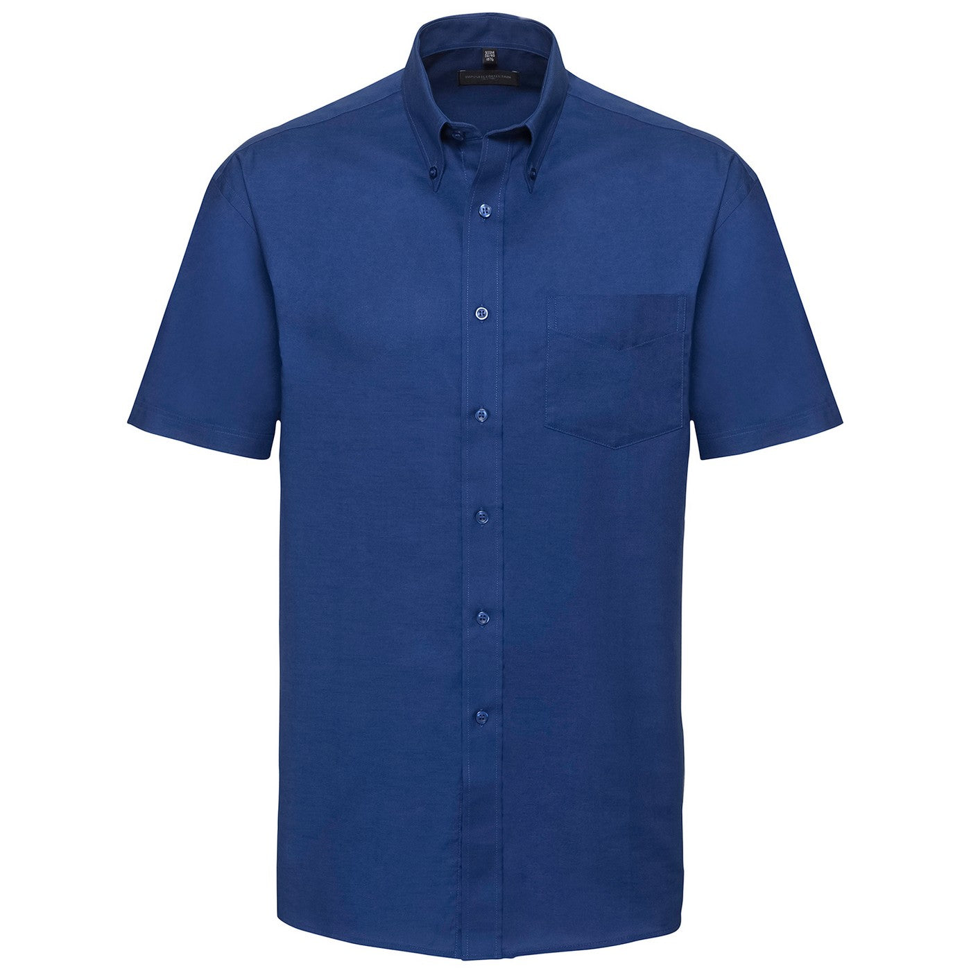 Bright Royal Blue - Front - Russell Collection Mens Oxford Easy-Care Short-Sleeved Shirt