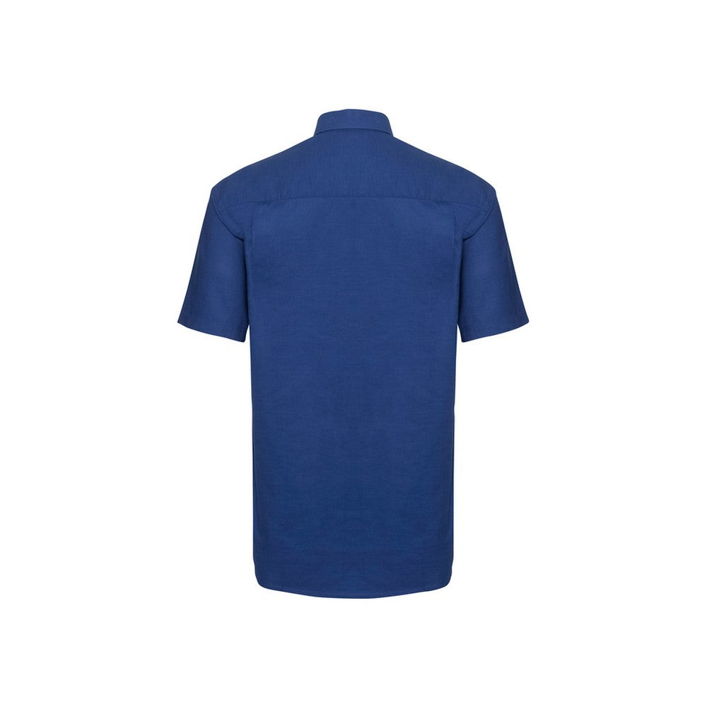 Bright Royal Blue - Back - Russell Collection Mens Oxford Easy-Care Short-Sleeved Shirt