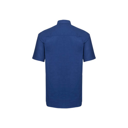 Bright Royal Blue - Back - Russell Collection Mens Oxford Easy-Care Short-Sleeved Shirt