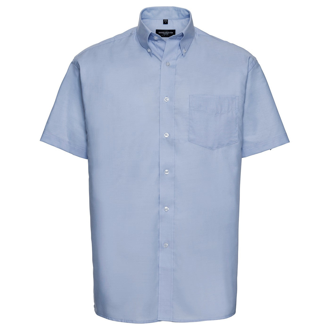 Oxford Blue - Front - Russell Collection Mens Oxford Easy-Care Short-Sleeved Shirt