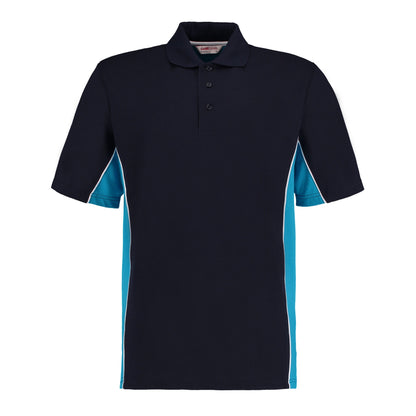 Navy-Turquoise - Front - GAMEGEAR Mens Track Polycotton Pique Polo Shirt