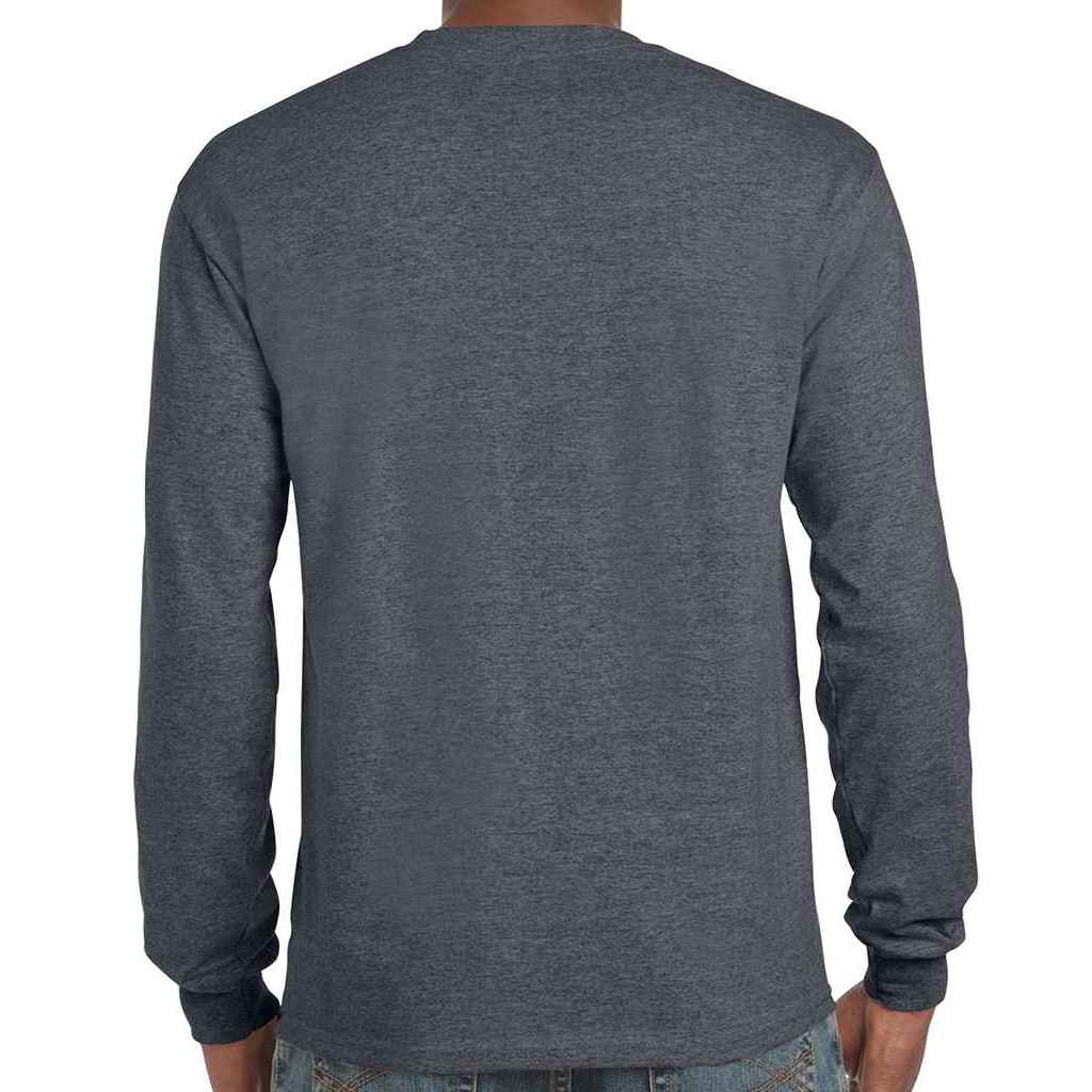 Dark Heather - Back - Gildan Unisex Adult Ultra Plain Cotton Long-Sleeved T-Shirt