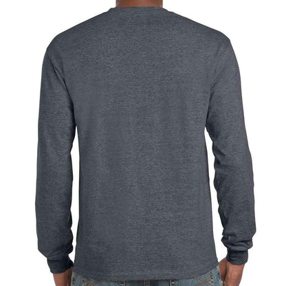 Dark Heather - Back - Gildan Unisex Adult Ultra Plain Cotton Long-Sleeved T-Shirt