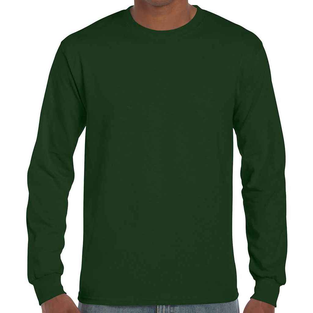 Forest Green - Front - Gildan Unisex Adult Ultra Plain Cotton Long-Sleeved T-Shirt
