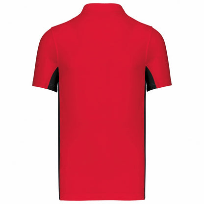 Red-Black - Back - Kariban Mens Flag Polycotton Pique Polo Shirt