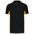 Black-Orange - Front - Kariban Mens Flag Polycotton Pique Polo Shirt