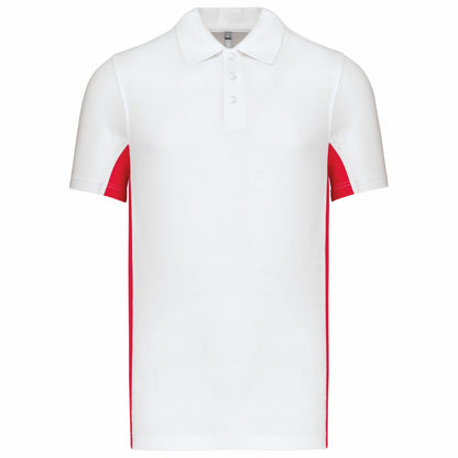 White-Red - Front - Kariban Mens Flag Polycotton Pique Polo Shirt