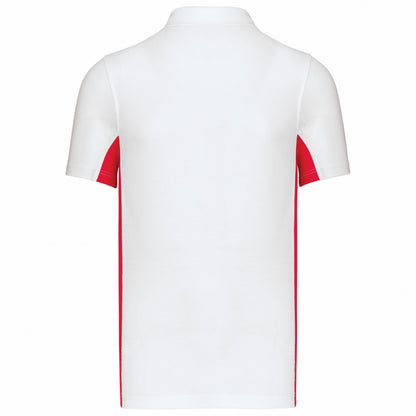 White-Red - Back - Kariban Mens Flag Polycotton Pique Polo Shirt