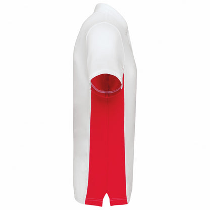 White-Red - Side - Kariban Mens Flag Polycotton Pique Polo Shirt