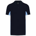 Navy-Sky Blue - Front - Kariban Mens Flag Polycotton Pique Polo Shirt
