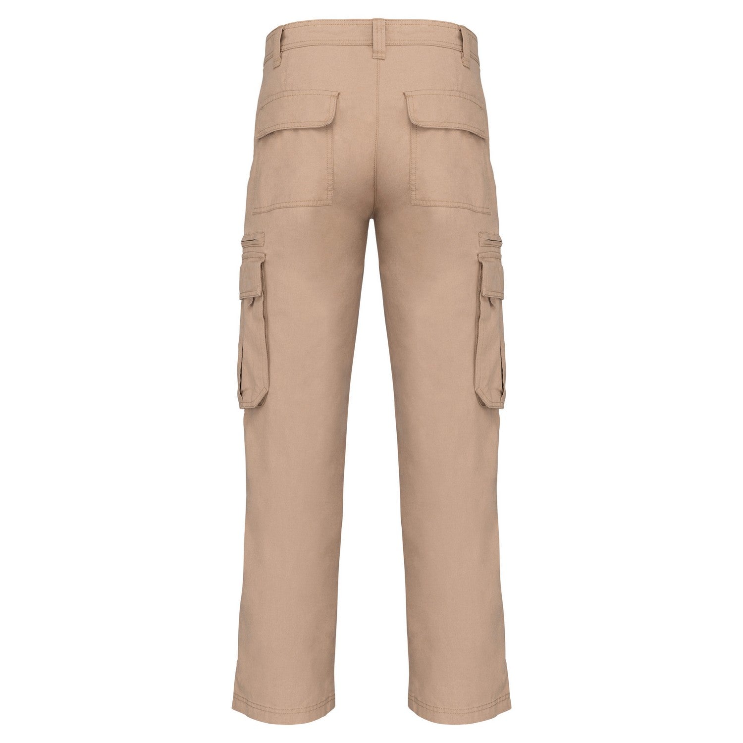 Beige - Back - Kariban Mens Heavy Canvas Trousers