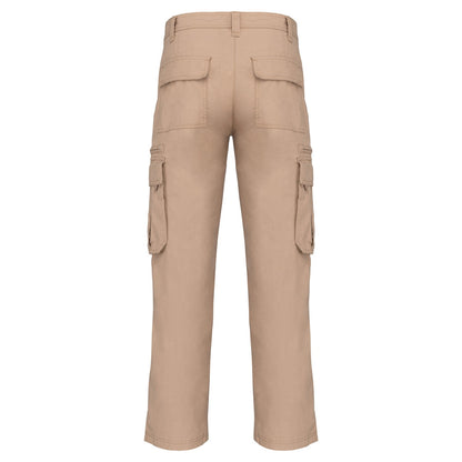 Beige - Back - Kariban Mens Heavy Canvas Trousers