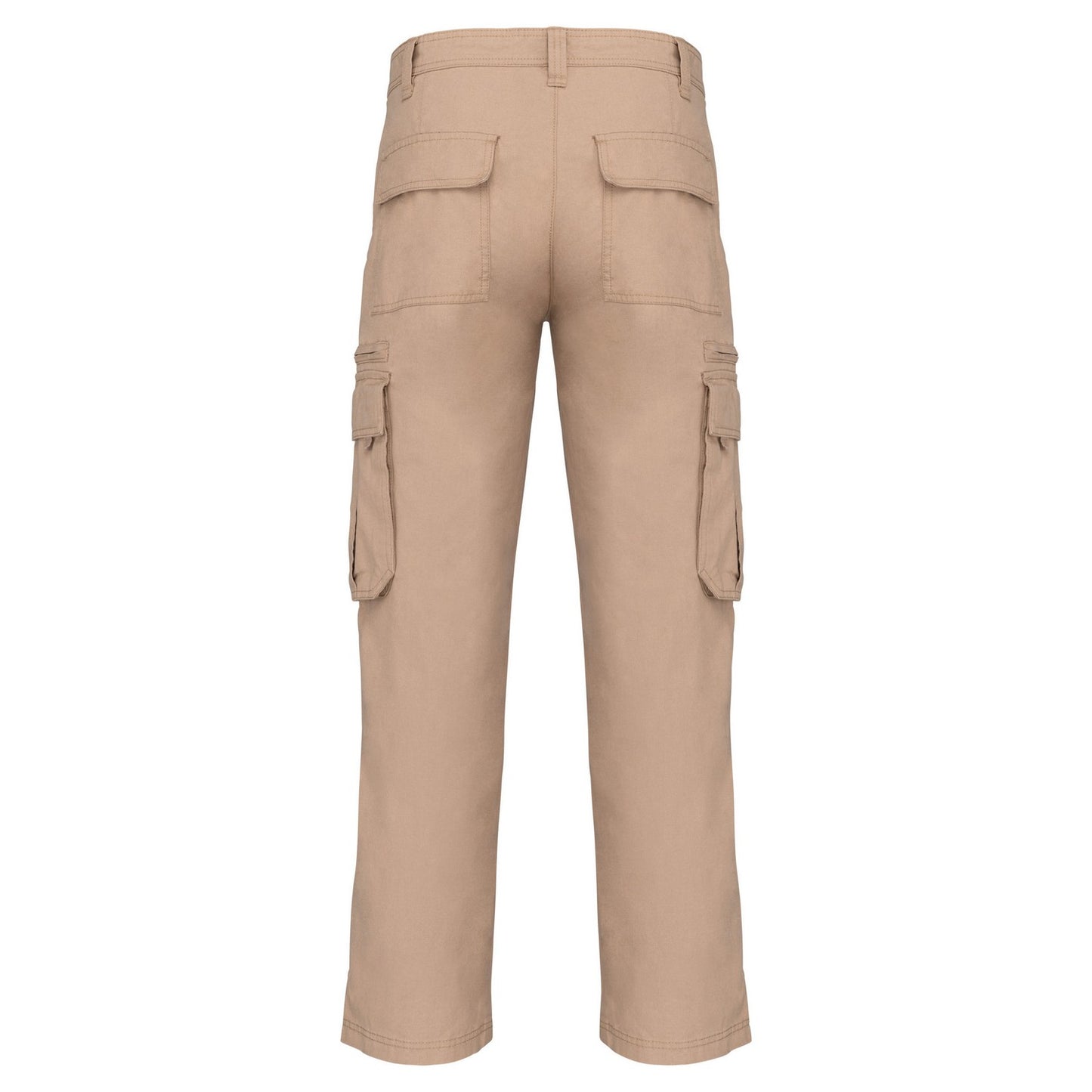 Beige - Back - Kariban Mens Heavy Canvas Trousers