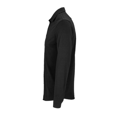Deep Black - Side - NEOBLU Mens Basile Piqué Organic Long-Sleeved Shirt
