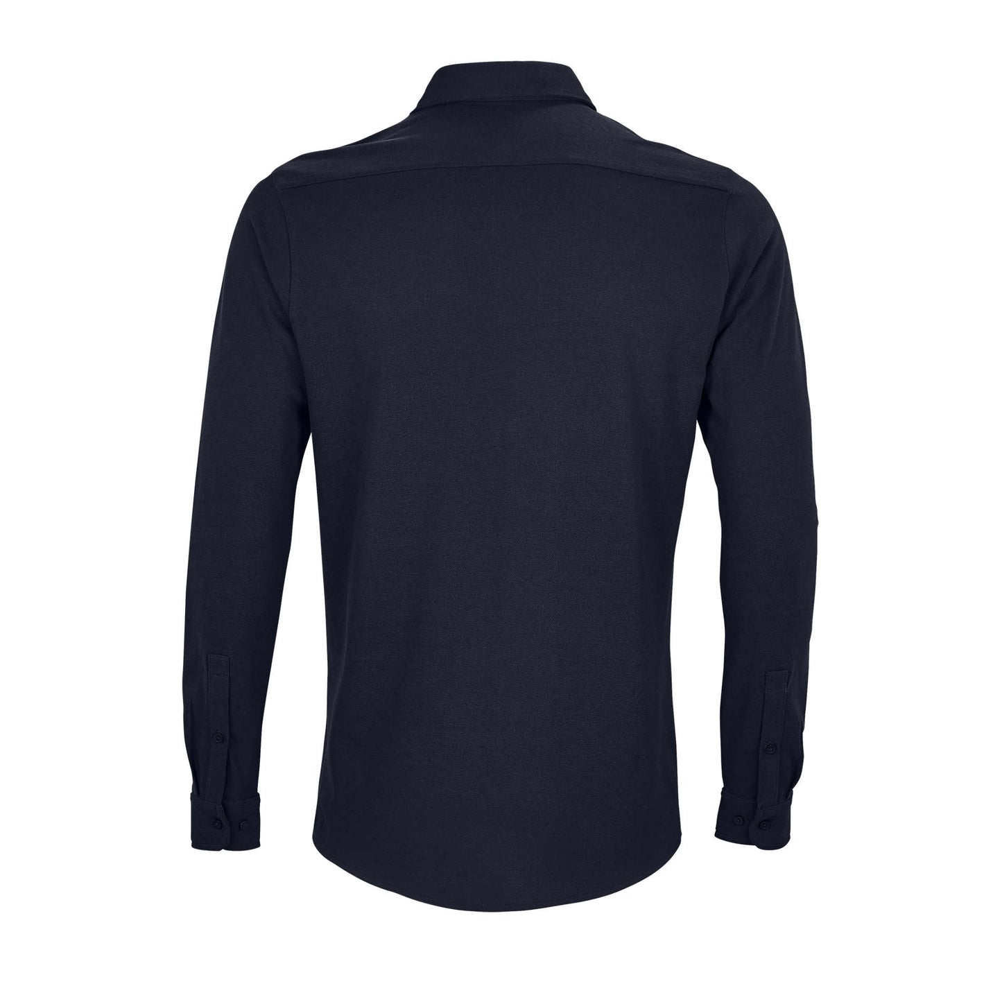 Night Blue - Back - NEOBLU Mens Basile Piqué Organic Long-Sleeved Shirt