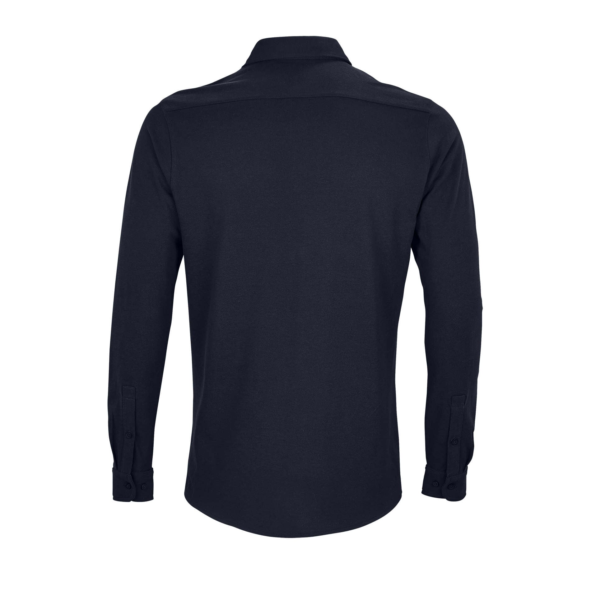 Night Blue - Back - NEOBLU Mens Basile Piqué Organic Long-Sleeved Shirt