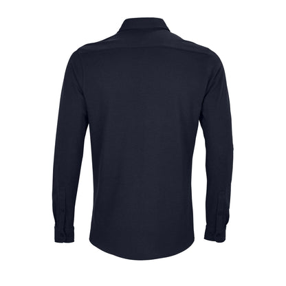 Night Blue - Back - NEOBLU Mens Basile Piqué Organic Long-Sleeved Shirt