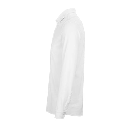 Optic White - Side - NEOBLU Mens Basile Piqué Organic Long-Sleeved Shirt