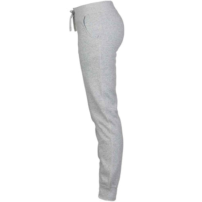 Heather Grey - Side - Skinni Fit Womens-Ladies Heather Cuffed Slim Jogging Bottoms