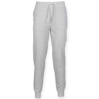 Grey - Front - SF Men Mens Heather Cuffed Slim Jogging Bottoms